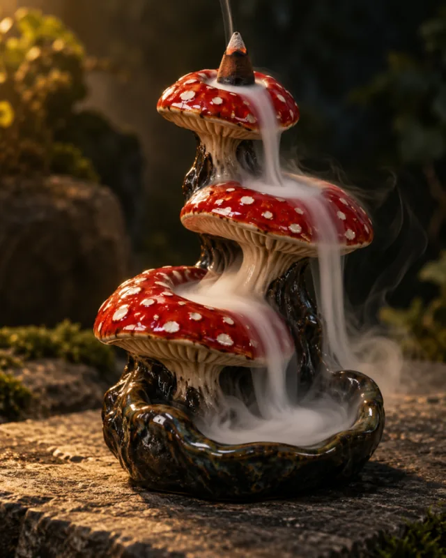 Räucherwasserfall Pilz aus Keramik